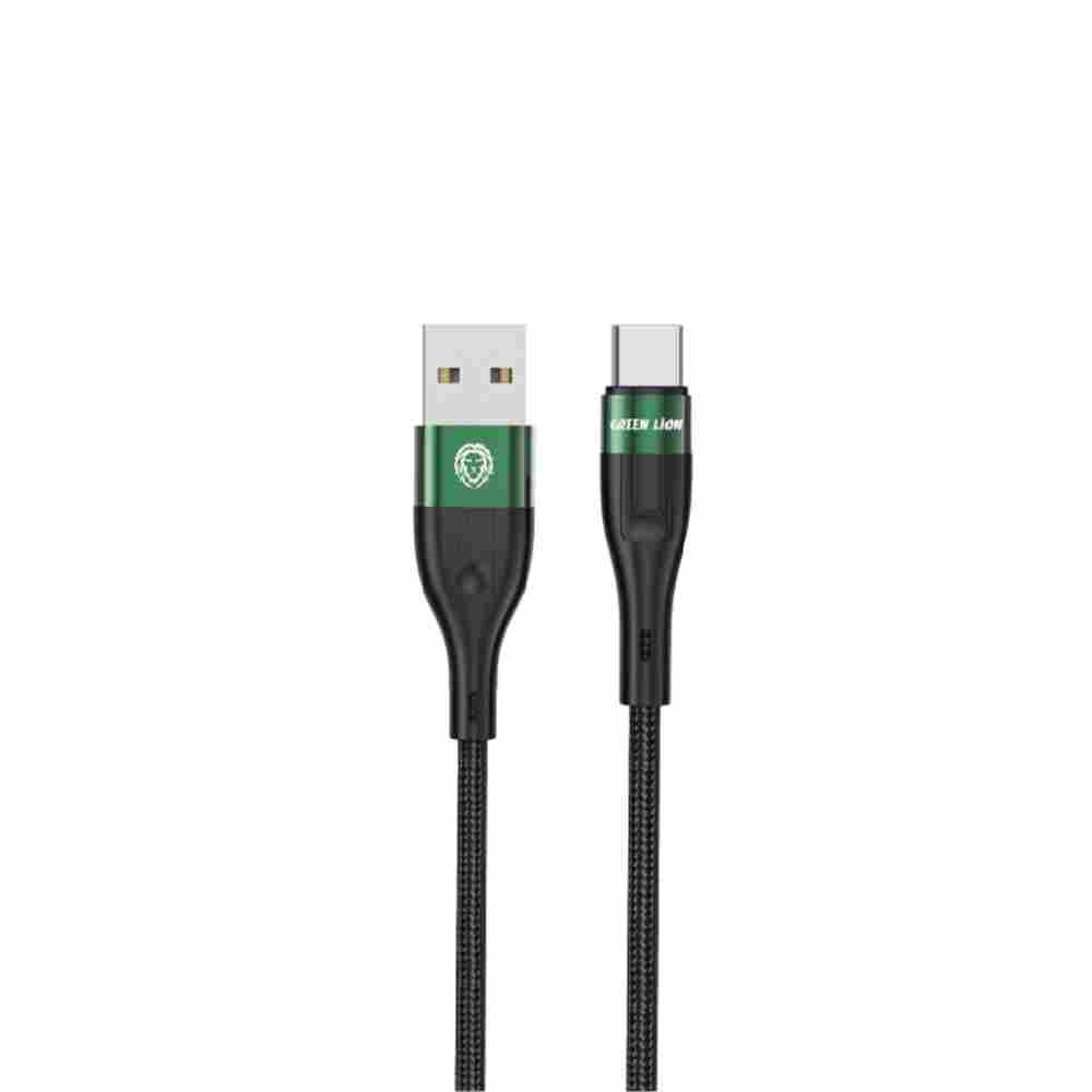 Green Lion USB-A to Type-C Braided Cable 1M - Black